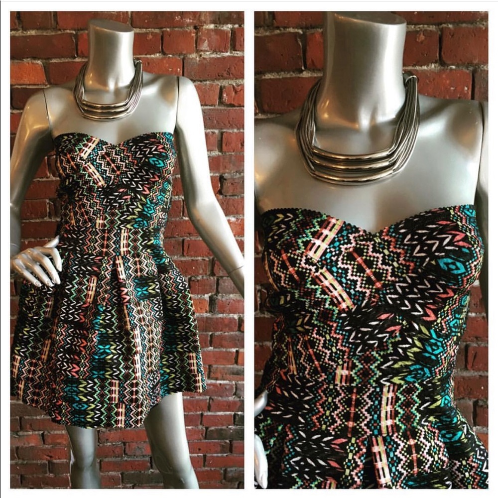 Strapless tribal beat dress, NWT